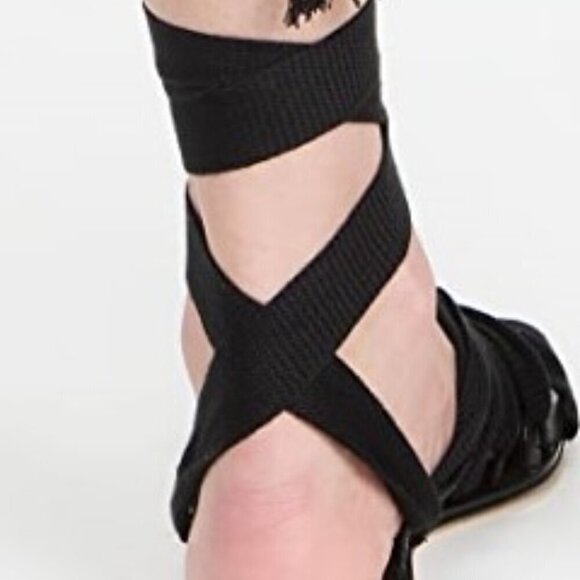 My Good Choice Black Ribbon Sandals With Gold Accent. Size 38 EU = US Size 6. - Picture 1 of 10